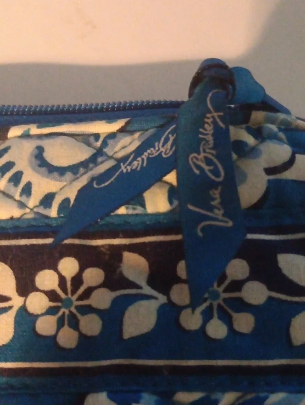 Vera Bradley Quilted Blue Floral Cosmetic Pouch